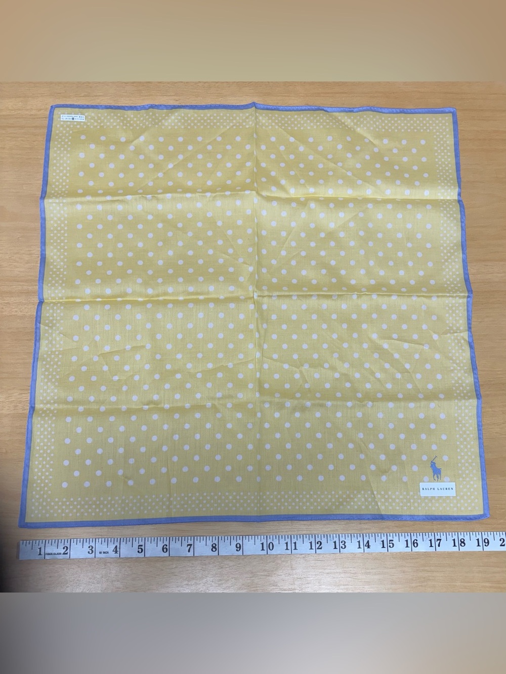New Ralph Lauren Yellow Polka Dot Cotton Handkerchief neckerchief scarf bandanna